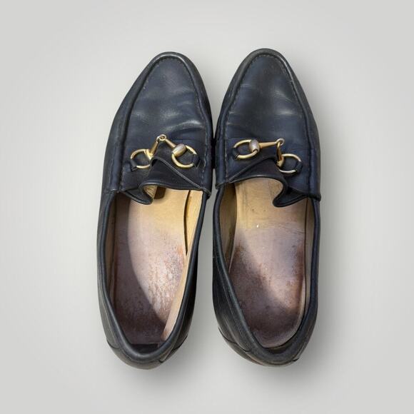 Gucci Black Leather Loafers with Gold Detail main image 8